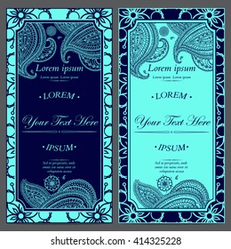 Vector Invitation cards. Vintage decorative elements. Hand drawn background.