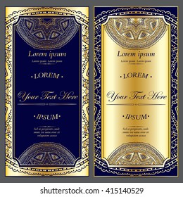Vector Invitation cards. Vintage decorative elements. Hand drawn background.