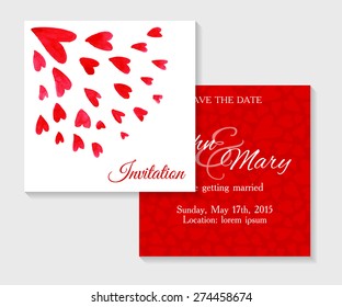 Vector invitation cards with watercolor elements