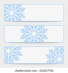 Vector invitation christmas card with blue snowflakes.
