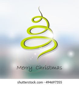 Vector invitation with christmas tree. Merry Christmas background. New Year card