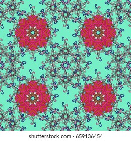 Vector invitation with colored mandala design element. Decorative vintage print. Unusual greeting in oriental boho chic style. Square invite template. Luxury floral pattern. Round flower ornament.