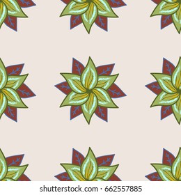 Vector invitation with colored mandala design element. Round flower ornament. Unusual greeting in oriental boho chic style. Square invite template. Decorative vintage print. Luxury floral pattern.