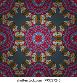 Vector invitation with colored mandala design element. Unusual greeting in oriental boho chic style. Square invite template. Round flower ornament. Decorative vintage print. Luxury floral pattern.