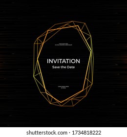 Vector invitation design with polygonal frame.