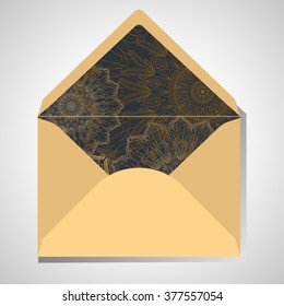 vector Invitation envelope.Mandala. Arabic, Islam, Indian, Turkish motifs.  Vector illustration.
