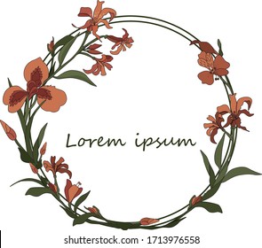 Tarjeta de marco floral invitada por vector. Invitación a bodas Corona esbozada, guirnalda floral, arte natural.