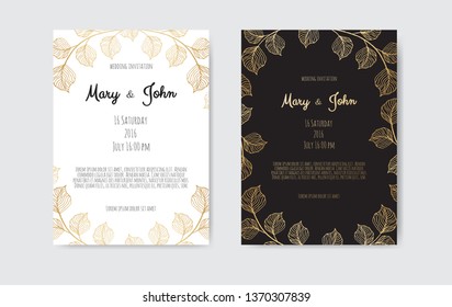 Vector Invitation Gold Floral Elements Luxury Stock Vector (Royalty ...