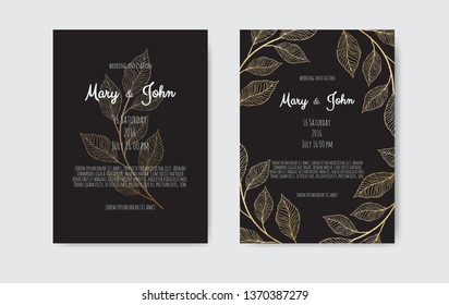 Vector invitation with gold floral elements. Luxury ornament template. greeting card, invitation design background.