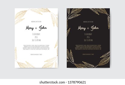 Vector invitation with gold floral elements. Luxury ornament template. greeting card, invitation design background.