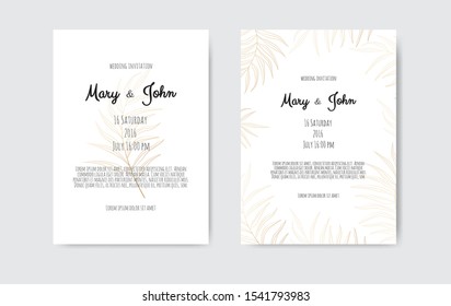 Vector invitation with gold floral elements. Luxury ornament template. greeting card, invitation design background.