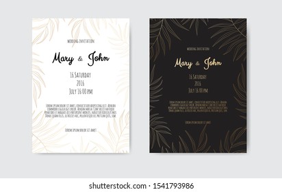 Vector invitation with gold floral elements. Luxury ornament template. greeting card, invitation design background.