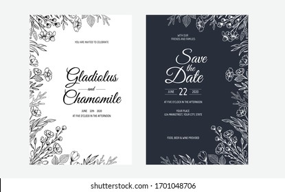 Vector invitation with gold floral elements. Luxury ornament template. greeting card, invitation design background.