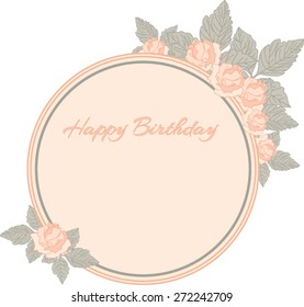 Vector invitation / greeting card with decorative roses in pastel colors.