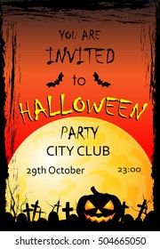 vector invitation to halloween party