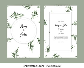 Vector invitation with handmade floral elements. Wedding invitation cards with floral elements.