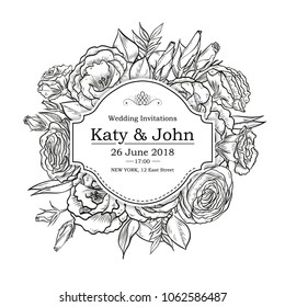 Vector invitation with lisianthus flowers