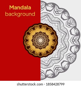 vector invitation with mandala design element. Outline flower mandala. decorative ornament. floral design element.
