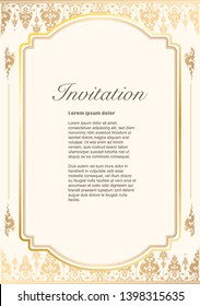 Vector of Invitation template, background and frame border design. Floral vintage style illustration