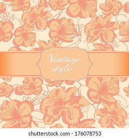 Vector invitation template with floral background.
