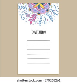 Vector invitation template with floral illustrations