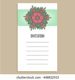 Vector invitation template with flower illustration