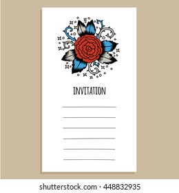 Vector invitation template with flower illustration