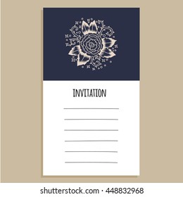 Vector invitation template with flower illustration