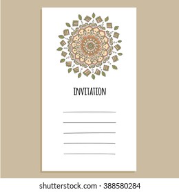 Vector invitation template with mandala vector illustration