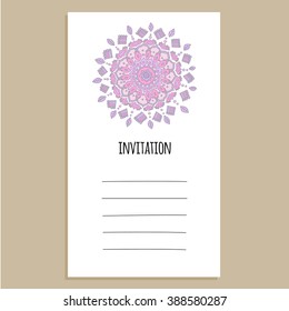 Vector invitation template with mandala vector illustration
