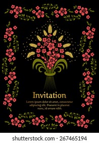 Vector invitation or wedding card with elegant floral elements. Elegant invitation or gift card. eps10