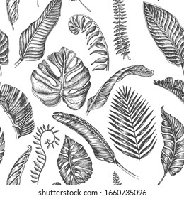 Vector invitation for wedding day. Hand drawn wedding illustration palm leaves.