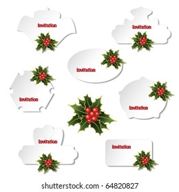 Vector invitations with holly branches