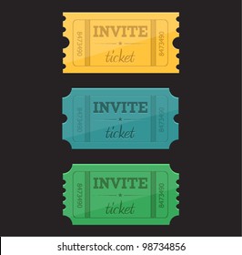 Vector Invite Ticket In Three Colors