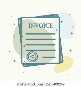 Vector invoice icon. Accounting document on multicolored background. Layers grouped for easy editing illustration. For your design.
