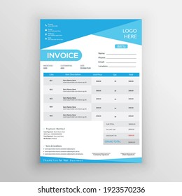 Vector Invoice Template, Vector Cash Memo Design.