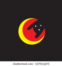 Vector Iogo Illustration Rabbit in the night 
