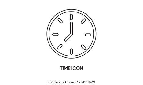 Ilustración vectorial aislada de un reloj. Icono de tiempo blanco y negro