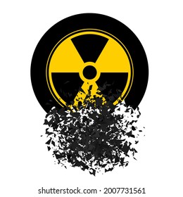 Signo de radiación vectorial ionizante. Símbolo de contaminación radiactiva. Peligro de advertencia sobre el peligro en el fondo blanco.
