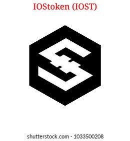 Vector IOStoken (IOST) digital cryptocurrency logo. IOStoken (IOST) icon. Vector illustration isolated on white background.