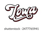 Vector Iowa text typography design for tshirt hoodie baseball cap jacket and other uses vector	