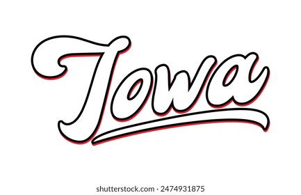 Vector Iowa text typography design for tshirt hoodie baseball cap jacket and other uses vector	