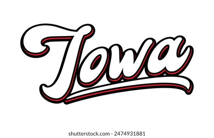 Vector Iowa text typography design for tshirt hoodie baseball cap jacket and other uses vector	