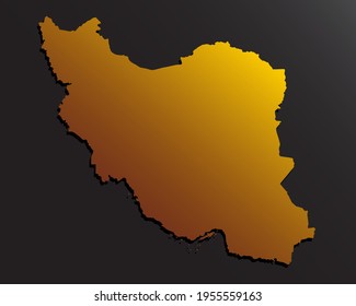 Vector Iran country border outline map golden style isolated on background. East country template for pattern, report, infographic, banner. Asia nation creative gold silhouette sign concept.
