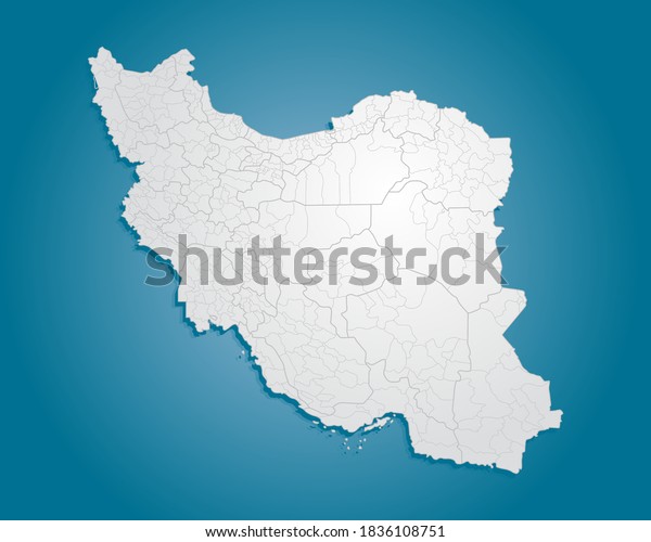 Vector Iran country border outline map divided\
on regions isolated on background. East country template for\
pattern, report, infographic, banner. Asia nation business\
silhouette sign\
concept.