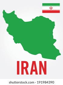 Vector Iran Flag and Map Set 