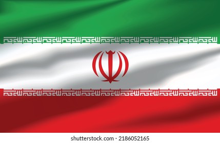 Vector Iran Flag Waving Realistic Flowing Flags