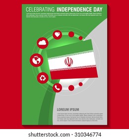 Vector Iran Independence Day Flyer template. Creative Brochure Title Page. National Day Leaflet design element. vector illustration
