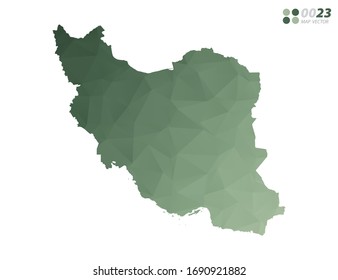 Vector of Iran map green polygon triangle mosaic with white background. style gradient.