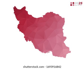 Vector of Iran map red polygon triangle mosaic with white background. style gradient.